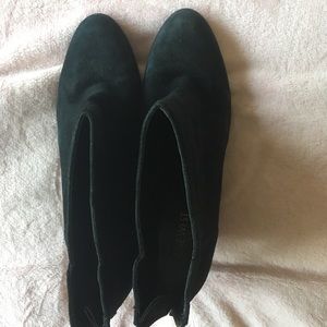 Black suede heeled booties